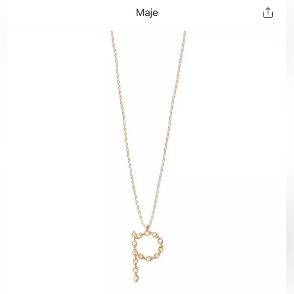 NEW Maje Rhinestone P initial gold necklace - Picture 2 of 10